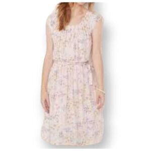 LC LAUREN CONRAD PINK, PURPLE, YELLOW FLORAL DRESS SZ.L/XL EUC.